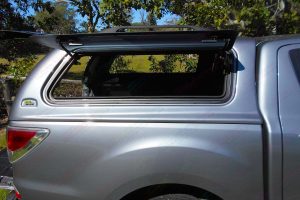 Back view of the Ironman Ute canopy with all the windows open