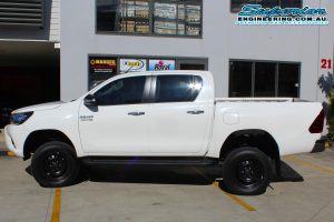 Left side view of a dual cab Toyota Hilux Revo fitted with a complete 3 inch Superior Nitro Gas lift kit