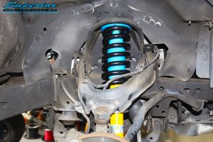 Right front inside view of the fitted Bilstein 2" Front Strut with Coil Spring