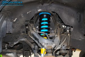 Left front inside view of the fitted Bilstein 2" Front Strut with Coil Spring