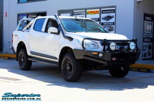 Right front side view of a White Holden RG Colorado Dual Cab after fitment of a Tough Dog 40mm Lift Kit