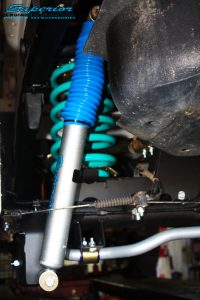 Left rear view of the fitted Superior Nitro Gas Shock Absorber with Coil Spring and Sway Bar Kit