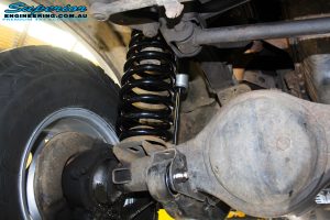 Front right underbody shot of the fitted 2" Inch Coil Spring
