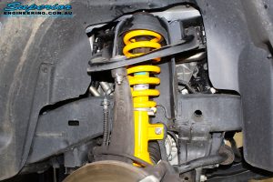 Front right inside view of the fitted Front 2" Inch Strut + Coil Spring
