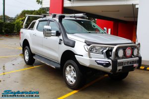 Right front side view of a Ford PXII Ranger in Silver On The Hoist @ Superior Engineering Deception Bay Showroom
