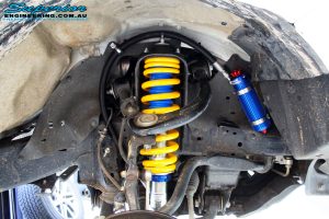 Left front inside view of the fitted Coil Spring with Superior Remote Reservoir Front Strut
