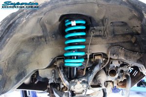 Inner right side guard view of the fitted EFS elite Front Strut with Dobinson Coil Spring