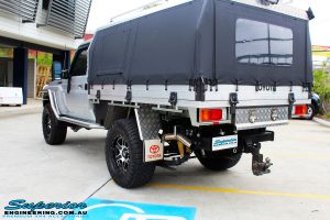 Rear left side view of a Toyota 79 Series Landcruiser Single Cab after fitment of a range of Superior and various other brands suspension components