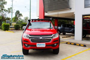 Front on bonnet view of a Holden RG Colorado Dual Cab in Red before fitment of a Colour Coded Rhino 4x4 Evolution 3D Winch Bar with Warn Winch