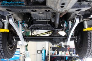 Mid underbody shot of the fitted Superior Radius Arms with Superior Alloy Swaybar Extensions