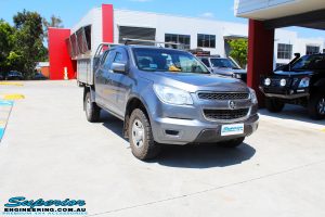 Right front side view of a Holden RG Colorado Dual Cab in Grey ready to be On The Hoist @ Superior being fitted with a Chassis Brace/Repair Plate