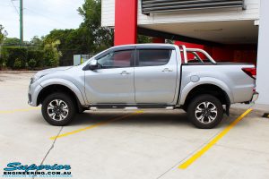 Left side view of a Mazda BT50 Dual Cab in Silver after fitment of a Superior Nitro Gas 2" Inch Lift Kit with King Coil Springs