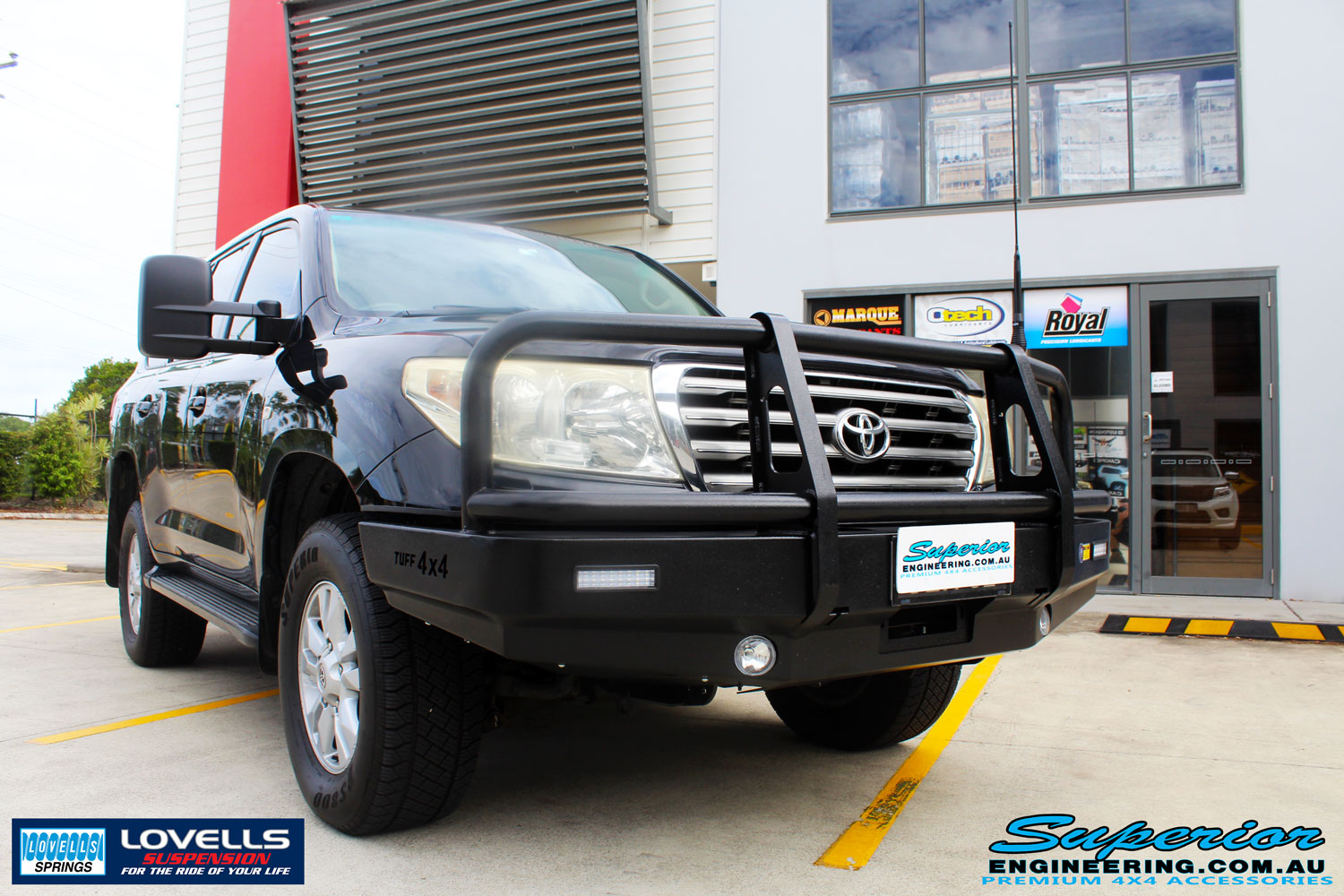Right front side view of a Toyota 200 Series Landcruiser after fitment of a Lovells GVM Upgrade Suitable For Toyota Landcruiser 200 Diesel 11/07 on 3800kg (OE 3300kg) Post Registration