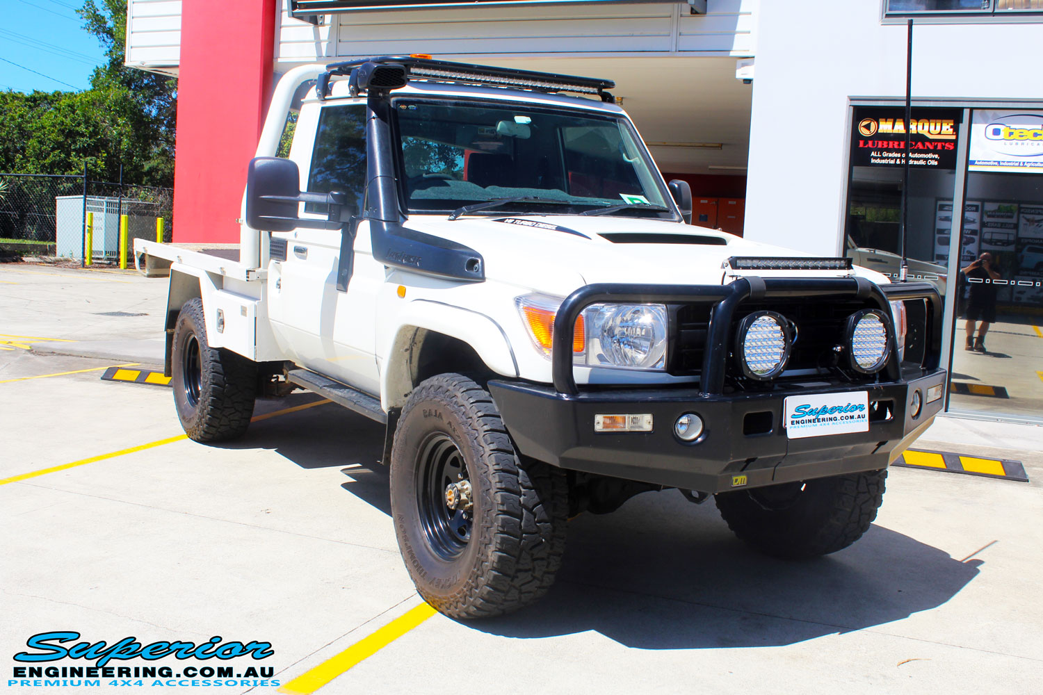 Right front side view of a Toyota 79 Series Landcruiser Single Cab Ute before fitment of a Superior Brake Booster