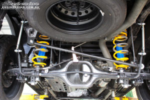 Right underbody view of the fitted Superior Nitro Gas Shock with King Coil Spring and Sway Bar Extensions