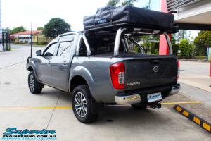 Rear left view of a Nissan NP300 Navara Dual Cab before fitment of a 2" Inch Lift Kit