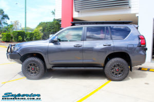 Left side view of a Toyota 150 Landcruiser Prado in Grey after fitment of a 2" Inch Lift Kit