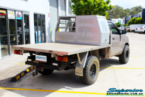Rear right view of a Toyota Vigo Hilux Single Cab in Grey before fitment of a Superior Nitro Gas 2" Inch Lift Kit with King Coil Springs
